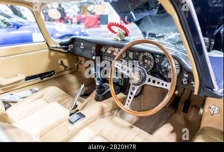 Classic E-Type Interior auf Der Classic Car Show London 2020 Stockfoto