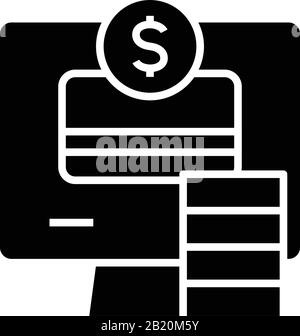 Schwarzes Symbol der elektronischen Geldbörse, Konzeptabbildung, Vektor-Flachsymbol, Glyph-Zeichen. Stock Vektor