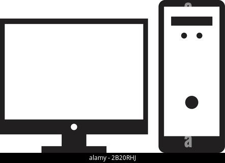 Computersymbol-Vorlage schwarz bearbeitbar. Computer-Symbol Symbol Flat Vector Illustration für Grafik- und Webdesign. Stock Vektor