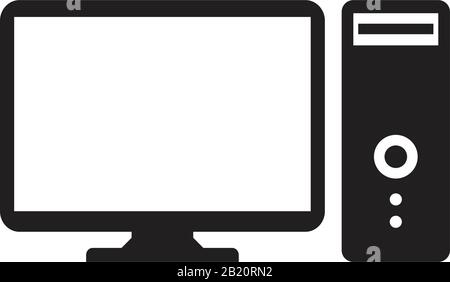 Computersymbol-Vorlage schwarz bearbeitbar. Computer-Symbol Symbol Flat Vector Illustration für Grafik- und Webdesign. Stock Vektor