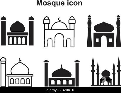 Moschee Symbolvorlage schwarz Farbe editierbar. Moschee-Symbol Flat Vector Illustration für Grafik- und Webdesign. Stock Vektor