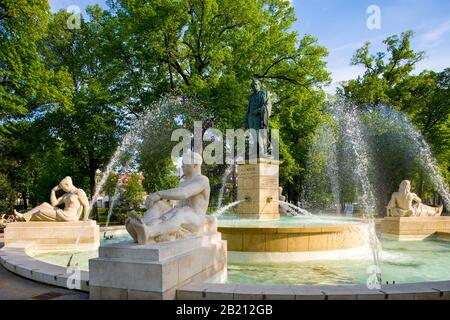 Bruat-Brunnen im Park des Champ de Mars, Colmar, Alsace, Frankreich Stockfoto