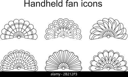 Handheld-Lüfter Symbolvorlage schwarz Farbe editierbar. Tragbares Lüftersymbol Symbol Flat Vector Illustration für Grafik- und Webdesign. Stock Vektor