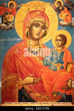 Ikone der Jungfrau Maria im Archäologischen Museum von Warna, Provinz Warna, Bulgarien Stockfoto
