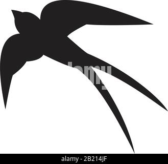 Vogel- oder Reiheren-Symbol-Vorlage in schwarzer Farbe editierbar. Vogel- oder Reiherfliegendes Symbol Flache Vektorgrafiken für Grafik- und Webdesign. Stock Vektor