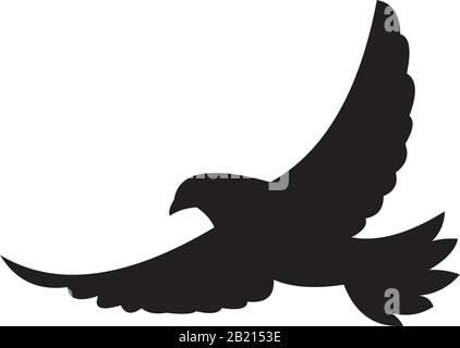 Vogel- oder Reiheren-Symbol-Vorlage in schwarzer Farbe editierbar. Vogel- oder Reiherfliegendes Symbol Flache Vektorgrafiken für Grafik- und Webdesign. Stock Vektor