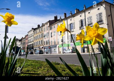 RN6 Road, am rechten Ufer des Flusses Saone, Mâcon, Saône-et-Loire, Frankreich Stockfoto