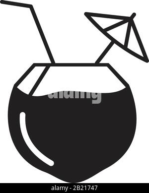 Frische Kokosnussicon Vorlage schwarz Farbe editierbar. Frische Kokosnusssymbol Symbol Flache Vektorgrafiken für Grafik- und Webdesign. Stock Vektor