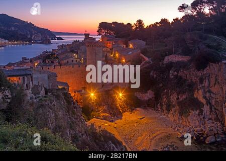 BURG ALTSTADT CALA ES CODOLAR STRAND TOSSA DE MAR COSTA BRAVA KATALONIEN SPANIEN Stockfoto