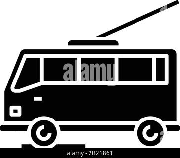 Elektrisches Rollwagen, schwarzes Symbol, Konzeptabbildung, Vektor-Flachsymbol, Glyph-Zeichen. Stock Vektor