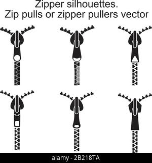 Zipper Zipper zieht oder Zipper Puller Vektorsymbol Vorlage schwarz Farbe editierbar. Zip-Puller oder Zipper Puller Vektorsymbol Symbol Flat Vector Illustration Stock Vektor