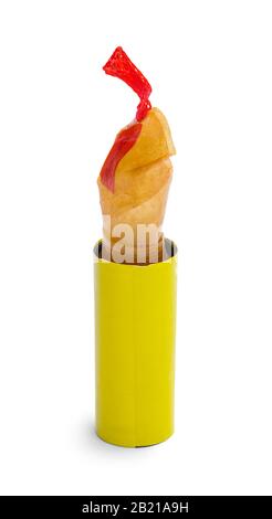 Gelbe Schnabelrolle Isoliert auf weißem Hintergrund. Stockfoto