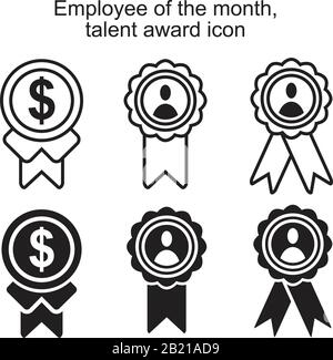 Mitarbeiter des Monats, Vorlage für Talent Award schwarze Farbe bearbeitbar. Mitarbeiter des Monats, Symbol Talent Award Symbol Flat Vector Illustration für g Stock Vektor