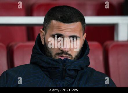 Sead Kolašinac vom FC Arsenal beim 2. Spiel der UEFA Europa League zwischen Arsenal und Olympiacos im Emirates-Stadion, London, England am 27. Februar 2020. Foto von Andy Rowland. Stockfoto