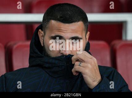 London, Großbritannien. Februar 2020. Sead Kolašinac vom FC Arsenal beim 2. Spiel der UEFA Europa League zwischen Arsenal und Olympiacos im Emirates-Stadion, London, England am 27. Februar 2020. Foto von Andy Rowland. Kredit: Prime Media Images/Alamy Live News Stockfoto