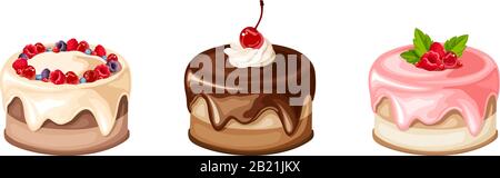 Kuchen isoliert auf weißem Hintergrund. Stock Vektor