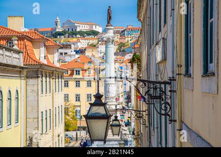 Landmark Rossio Square im historischen Zentrum von Lissabon Stockfoto