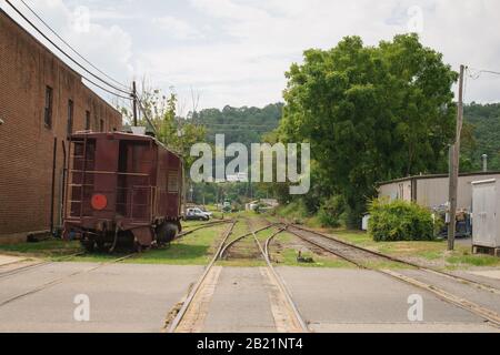 Bryson City, North Carolina ist ein wunderschönes Touristenziel in der Nähe des Great Smoky Mountain Park im amerikanischen Süden. Stockfoto