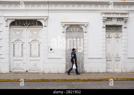 Fassade eines Hauses, Centro, Merida, Yucatan, Mexiko Stockfoto