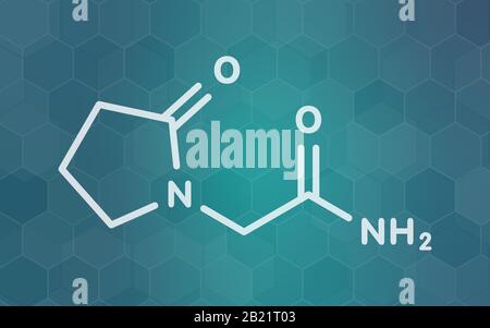 Piracetam nootropes Wirkstoffmolekül, Abbildung Stockfoto