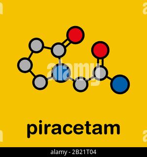 Piracetam nootropes Wirkstoffmolekül, Abbildung Stockfoto