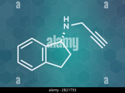 Drogen-Molekül der Rasagilin-Parkinson-Krankheit, Abbildung Stockfoto