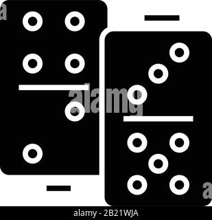 Domino Black Icon, Konzeptabbildung, Vektor-Flat-Symbol, Glyph-Zeichen. Stock Vektor