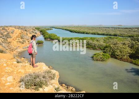 Die Wüste, die Mangrovensümpfe und die Karibik, Punta Gallinas, die Nordspitze Südamerikas, Guajira, Kolumbien Stockfoto