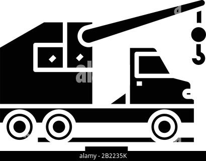 Abbruchtechnik-Symbol schwarz, Konzeptabbildung, Vektor-Flachsymbol, Glyph-Zeichen. Stock Vektor