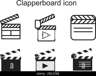 Clapperboard Icon template schwarz Farbe editierbar. Klappboard-Symbol Symbol Flache Vektorgrafik für Grafik- und Webdesign. Stock Vektor