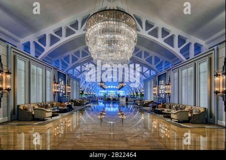 Eintritt zum Restaurant Clifford Pier im Fullerton Bay Hotel, Singapur. Stockfoto