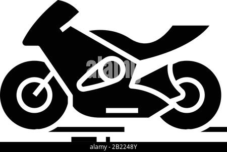 Schnelles Symbol für Motobike schwarz, Konzeptdarstellung, Symbol für Vektor-Ebene, Glyph-Zeichen. Stock Vektor