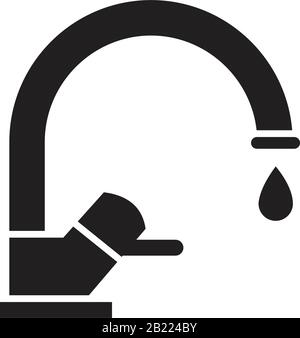 Wasserhahn Symbol Vorlage schwarz Farbe editierbar. Wasserhahn Symbol Symbol Flache Vektorgrafik für Grafik- und Webdesign. Stock Vektor