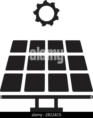 Solar panels technology, black and white icon template black color editable. Solar panels technology, black and white icon symbol Flat vector illustra Stock Vektor
