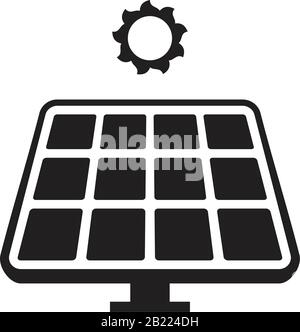 Solarpaneele Technologie, schwarz-weiße Symbolvorlage schwarz Farbe editierbar. Solarpaneele Technologie, schwarz-weißes Symbol Flat Vector illostra Stock Vektor