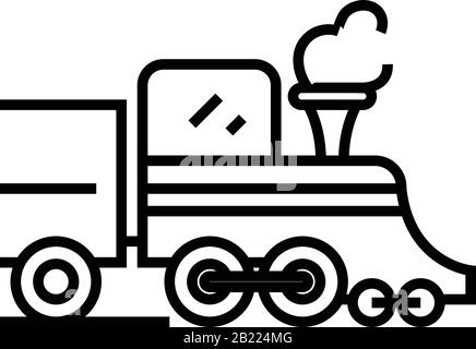 Symbol für alte Zuglinie, Konzeptzeichen, Konturvektorabbildung, lineares Symbol. Stock Vektor