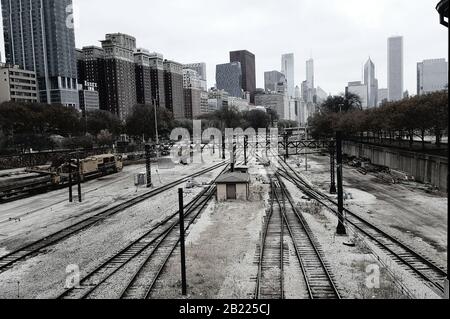 Bahngleise nach Chicago Stockfoto