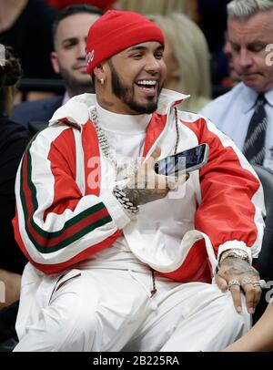 Miami BEACH, FL - 28. FEBRUAR: Atmosphere ( PLS ID) am 28. Februar 2020 beim Miami Heat Game in Miami, Florida People: Atmosphere Credit: Storms Media Group/Alamy Live News Stockfoto