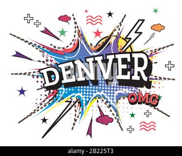 Denver-Comic-Text im Pop Art-Stil Isoliert auf weißem Hintergrund. Vektorgrafiken. Stock Vektor