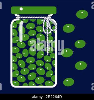 Glasbecher mit grünen Olivenbäumen auf dunklem Hintergrund. Vektorgrafiken Stock Vektor