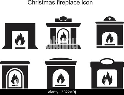 Weihnachten Kamin Symbol Vorlage schwarz Farbe editierbar. Weihnachtskamin Symbol Symbol Flat Vector Illustration für Grafik und Web-Design. Stock Vektor