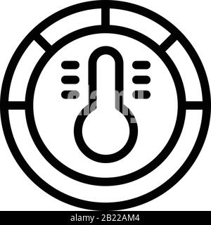 Thermometer in einem Kreissymbol, Gliederungstil Stock Vektor