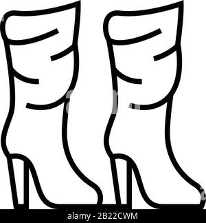 Linien-Symbol für lange Stiefel, Konzeptzeichen, Vektorgrafik für Umrisse, lineares Symbol. Stock Vektor