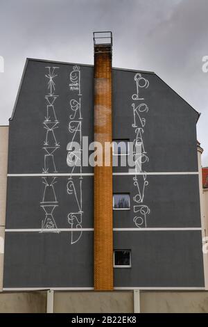 Graffiti, Brandwand, Bundesplatz, Schönberg, Berlin, Deutschland Stockfoto