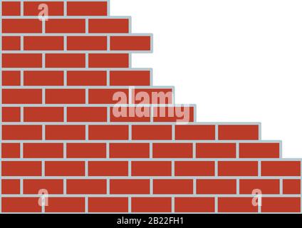 Braune Ziegelwand auf weißem Grund. Stock Vektor