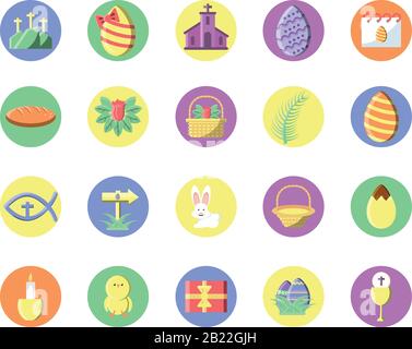 Happy Easters Konzept der Symbole über weißem Hintergrund, Blockstil-Symbol, Vektorgrafiken Stock Vektor