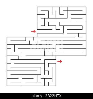 Abstrakte square isoliert Labyrinth. Schwarze Farbe. Ein interessantes und nützliches Spiel für Kinder und Erwachsene. Einfache flache Vector Illustration. Mit einem Platz für Stock Vektor