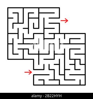 Abstraktes quadratisches isoliertes Labyrinth. Schwarze Farbe auf weißem Hintergrund. Ein nützliches Spiel für kleine Kinder. Einfache Vektorgrafiken. Mit einem Platz Stock Vektor