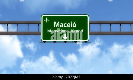 Maceio Brazil Airport Highway Road Schild 3D-Abbildung Stockfoto