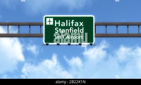 Halifax Canada Airport Highway Road Schild 3D-Abbildung Stockfoto